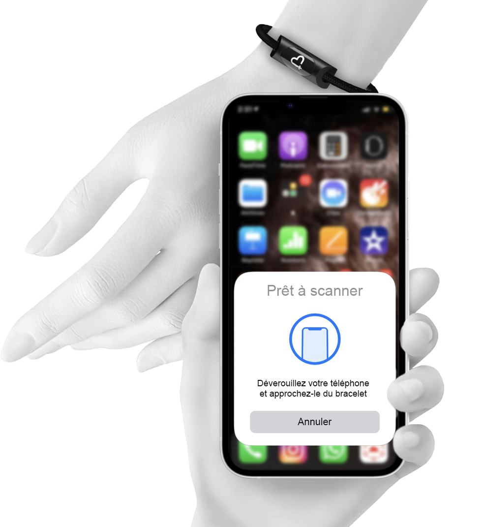 Téléphone lors d'un scan de mon bracelet santé